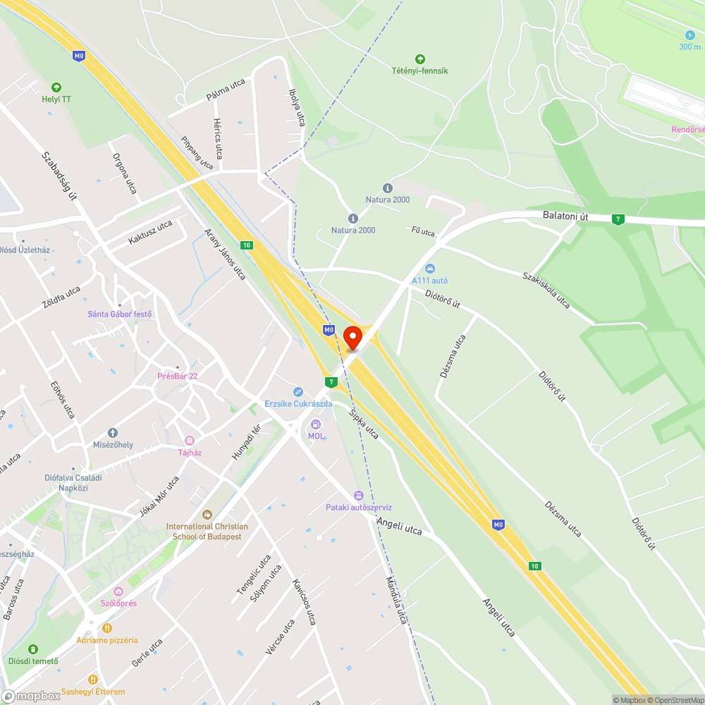 Lekopott burkolati jelek a felüljárón bejelentés helye