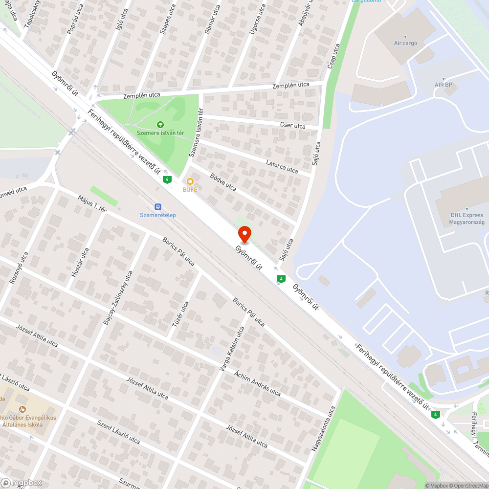 Gyömrői út járda/kerékpárút bejelentés helye