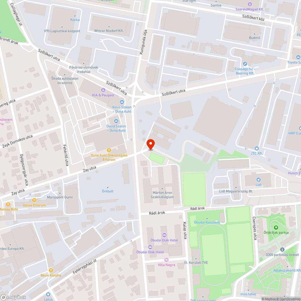 Elhagyott autó Óbudán bejelentés helye