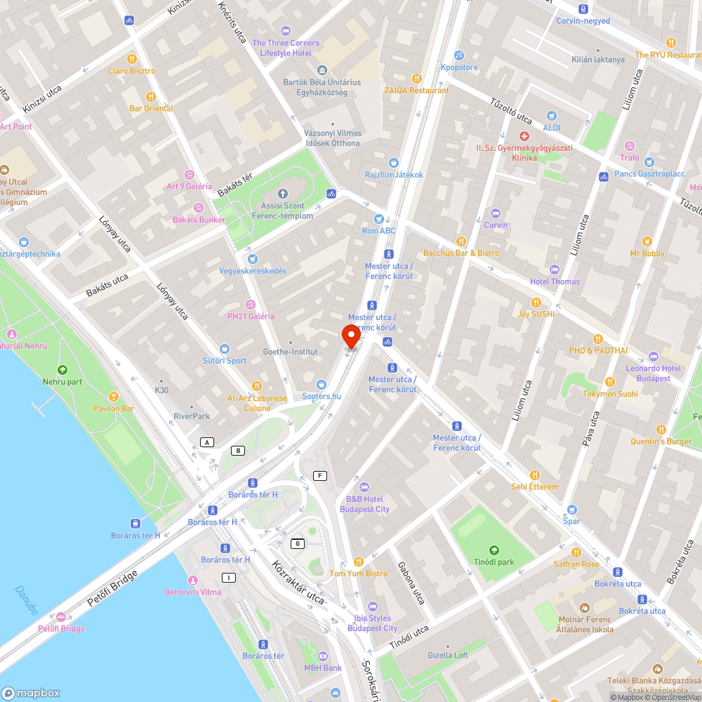 Sérült közműfedél Ferenc krt. bejelentés helye