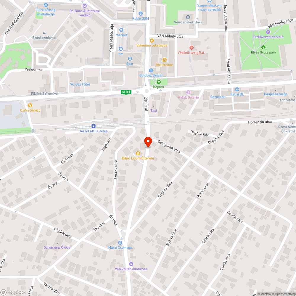 Kátyú az út közepén bejelentés helye