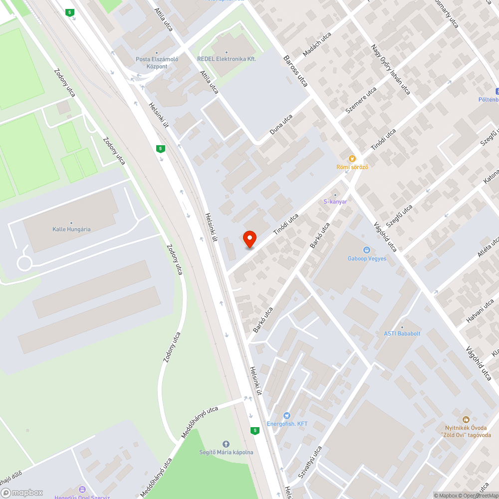 Pesterzsébet Tinódi utcai szemét bejelentés helye