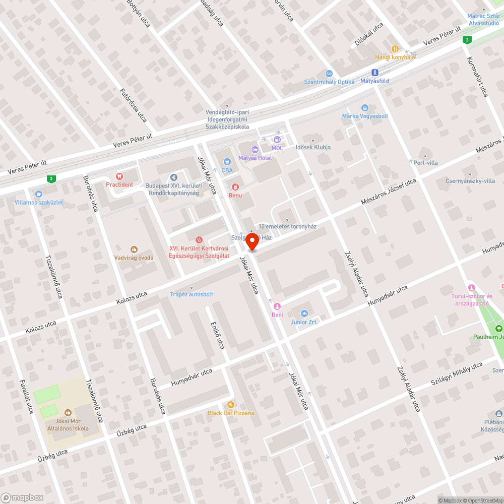 Kátyús zebra bejelentés helye