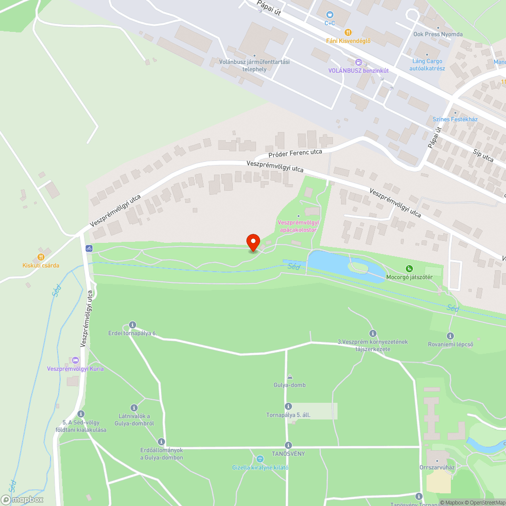 Kolostorok és kertek futópályálya sérült bejelentés helye