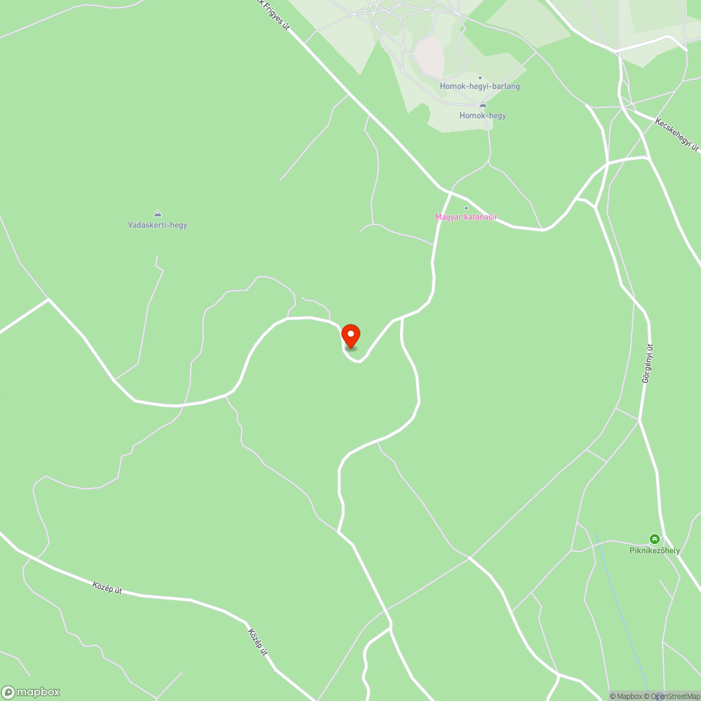 Kidőlt fa a Vadaskerti-hegyen a sárgán bejelentés helye