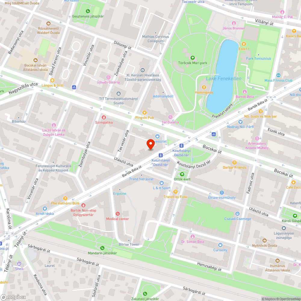 Bartók Béla út 71. közműszekrény bejelentés helye