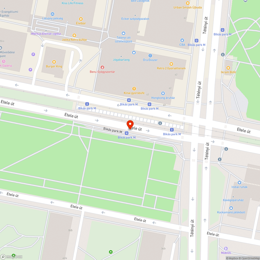 Értelmetlen infrastruktúra Etele út - kerékpárút bejelentés helye