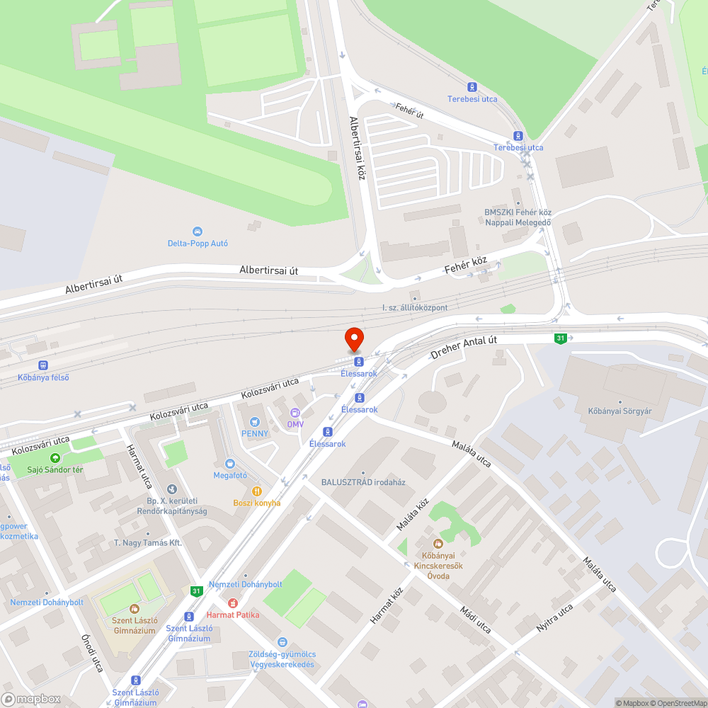 Szeméttel teli villamosmegálló bejelentés helye