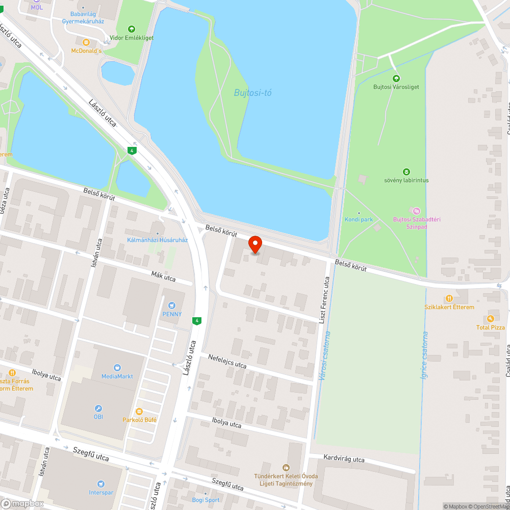 Kátyú bejelentés helye