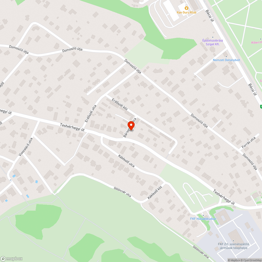 Kátyúk a Testvérhegyi úton és a Bársonyka utcaban bejelentés helye