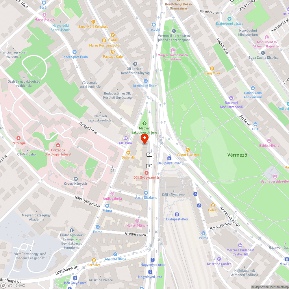 Két karó a járdán bejelentés helye