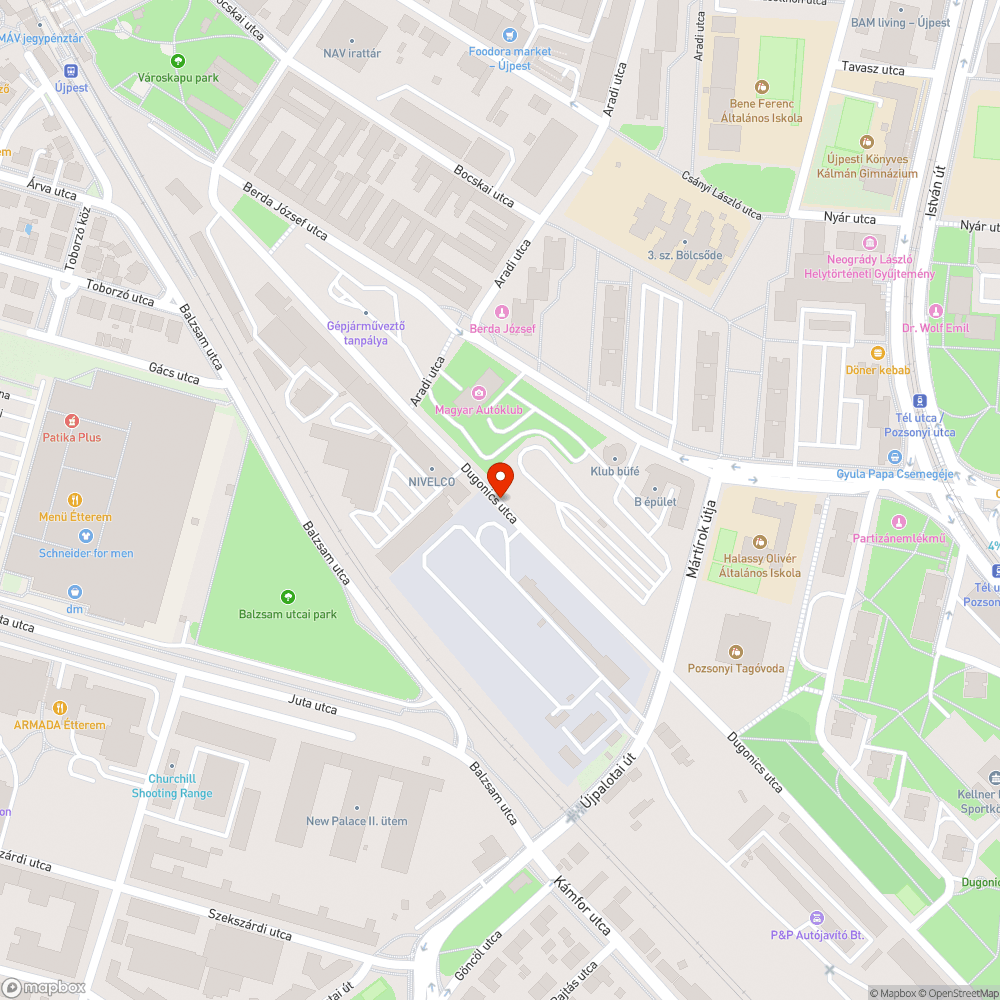 Ott felejtett autó bejelentés helye