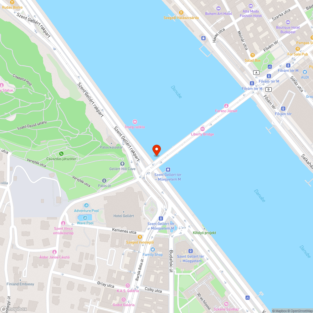 Balesetveszélyes kerékpáros lehajtás a Szabadság hídról bejelentés helye