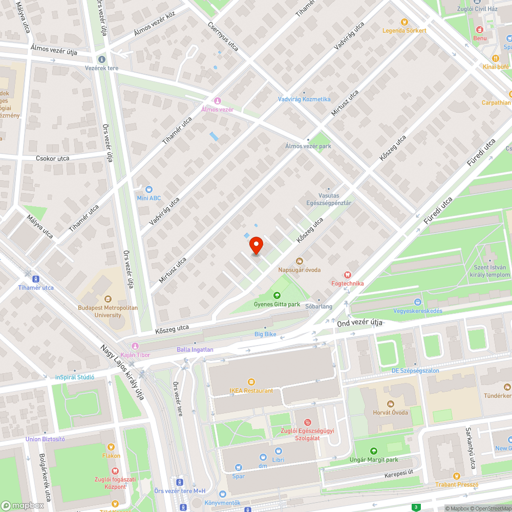 Elhagyott jármű bejelentés helye