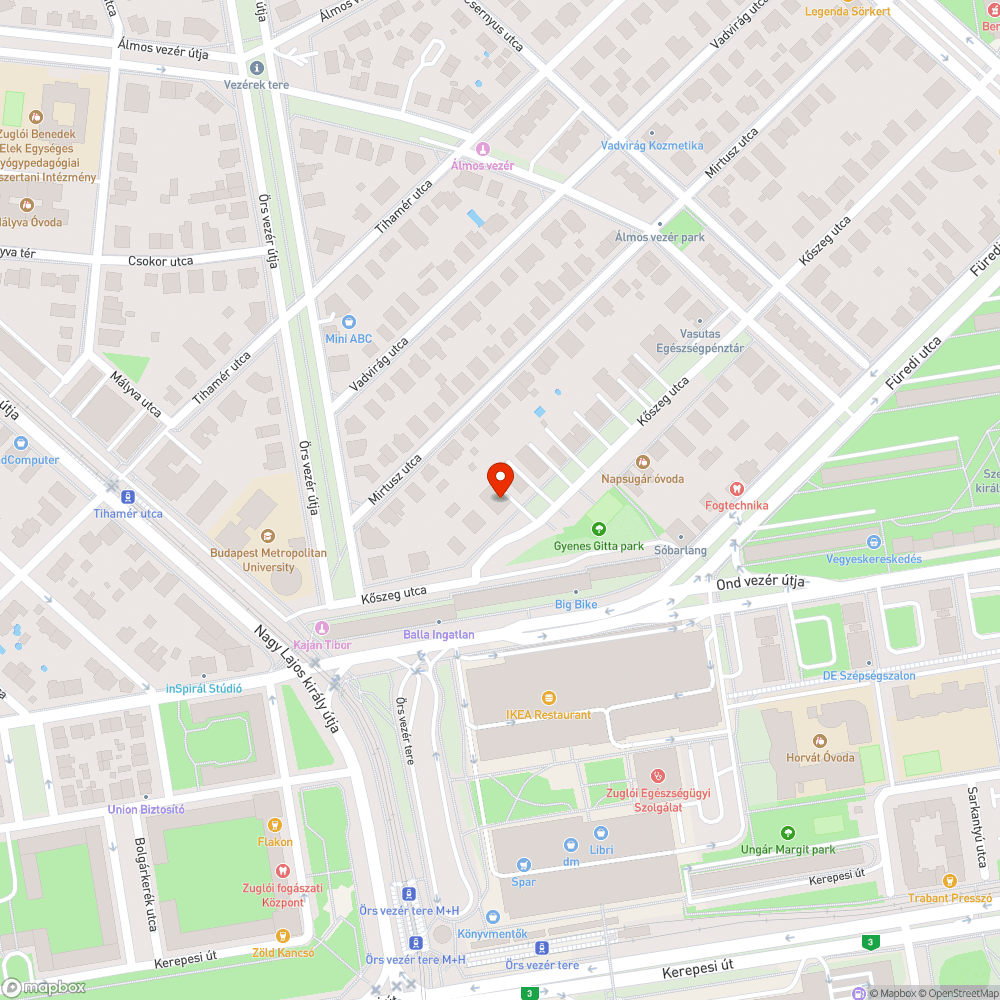 Elhagyott jármű bejelentés helye