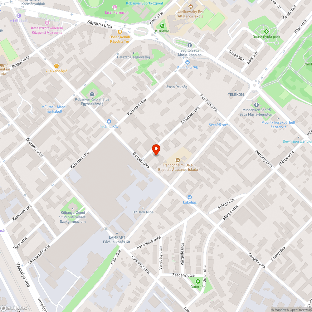 Közvilágítás nem működik a Gergely utcában bejelentés helye