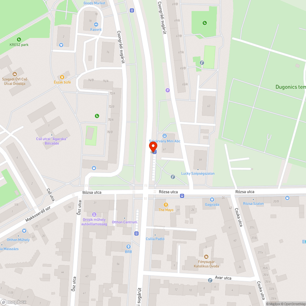 Hiányzó kijelző a Rózsa utcában bejelentés helye