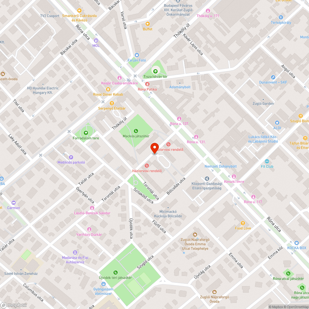 Elhagyott jármű a Torontál utcában bejelentés helye