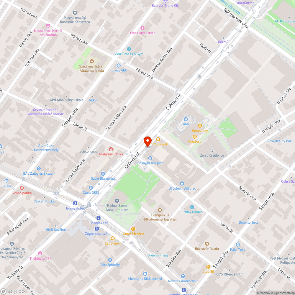 Bosnyák tér Lőcsei u. sarok kerékpár lámpa bejelentés helye