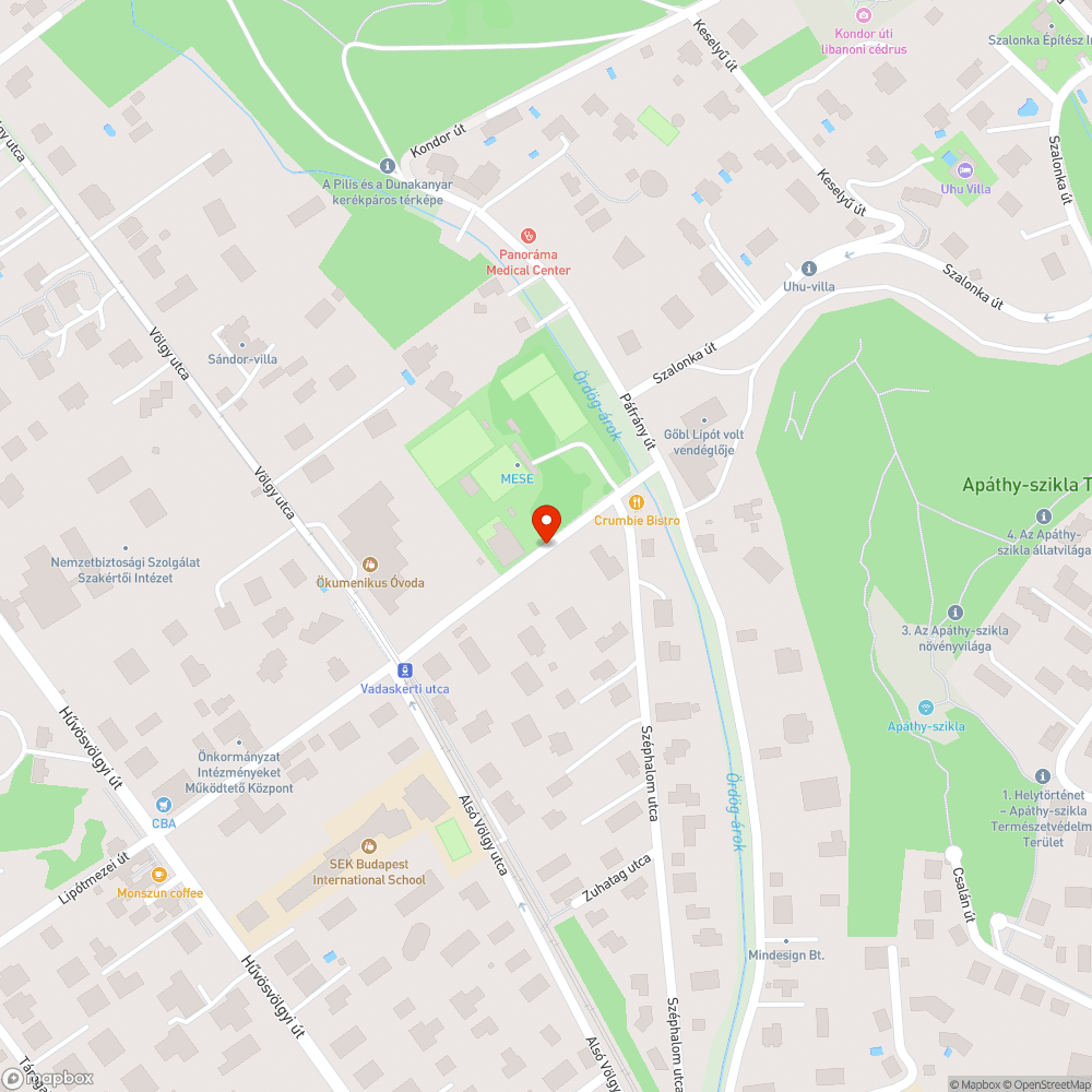 Mély, éles kátyú a Vadaskerti utcában bejelentés helye