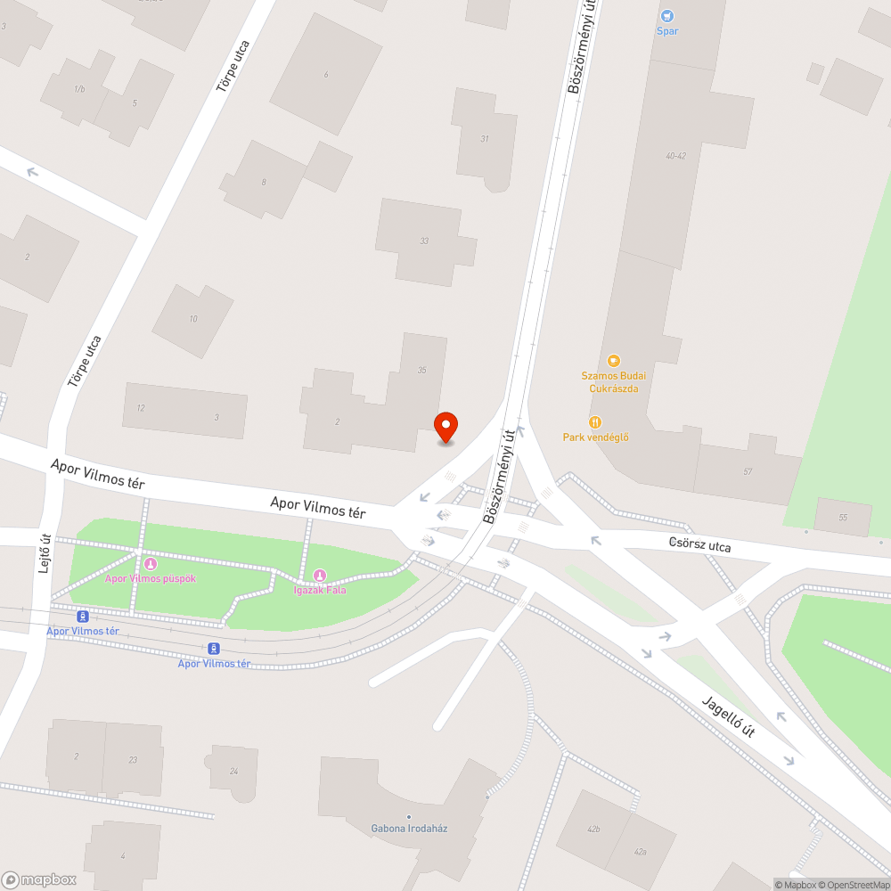 Apor Vilmos tér - Böszörményi út járda bejelentés helye