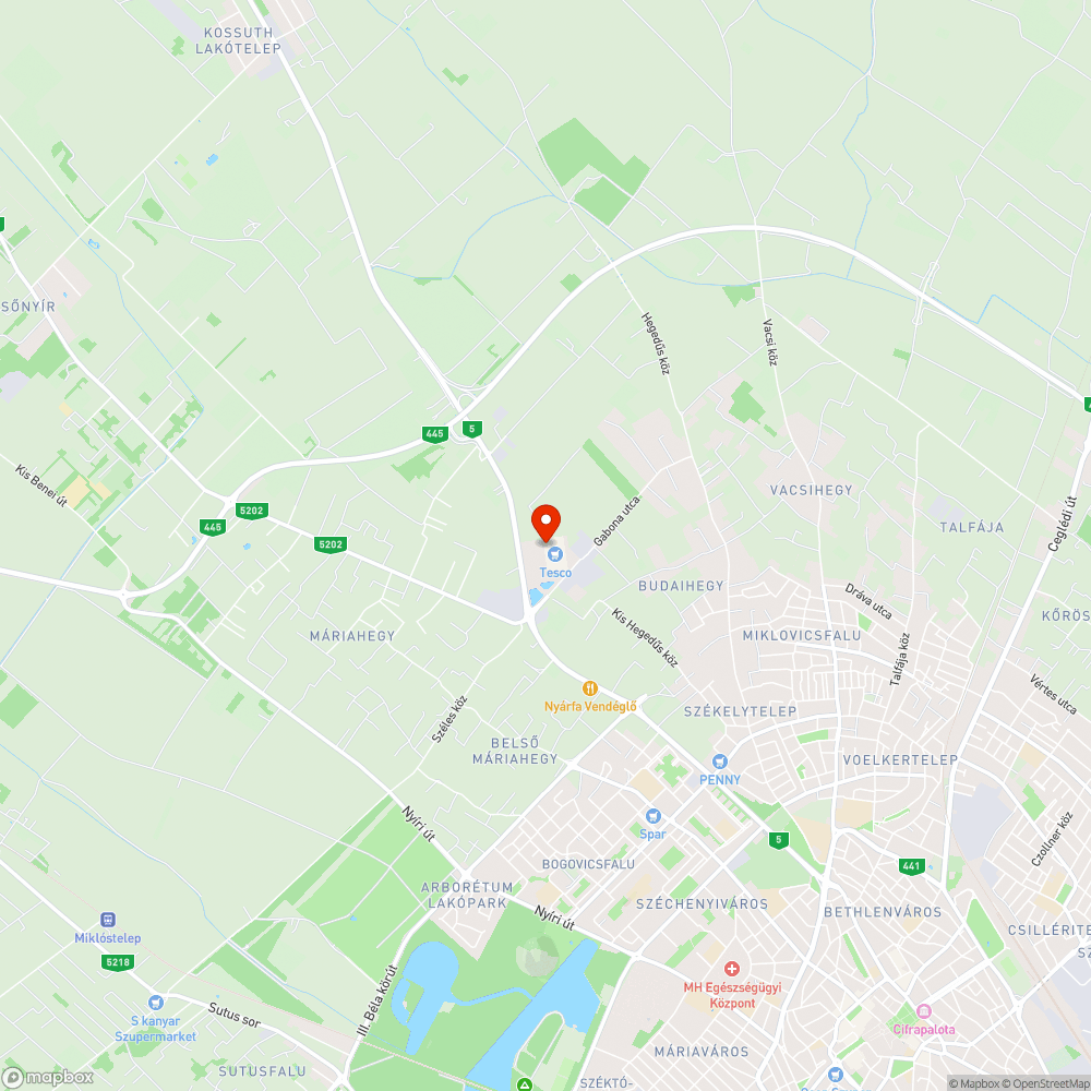 Meghibásodott kijelző a Tesco buszmegállójában bejelentés helye