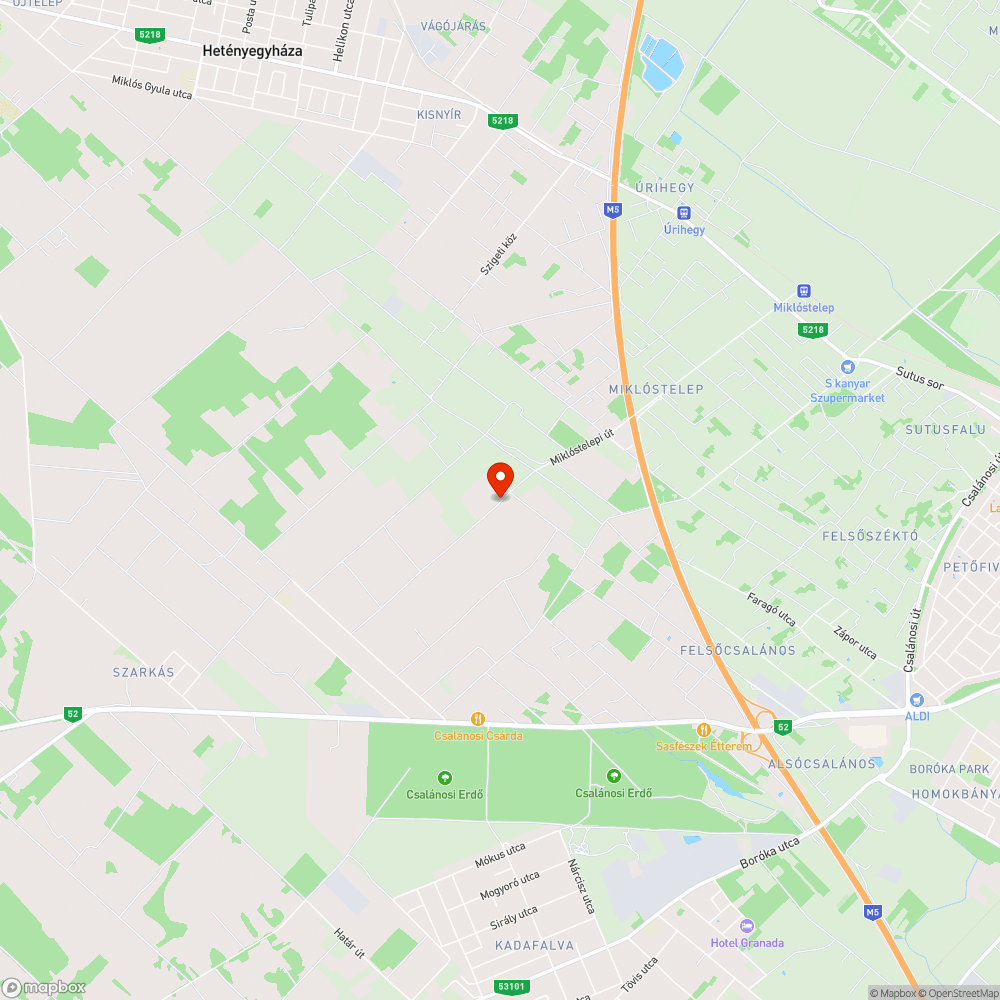 Közvilágítás hiánya Kecskemét- Szarkás területén bejelentés helye