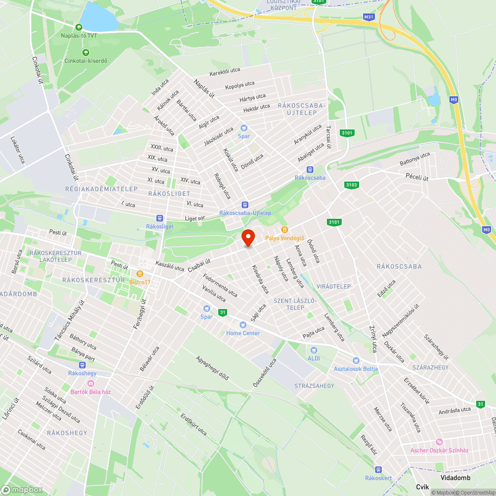 Rákoscsaba járda bejelentés helye