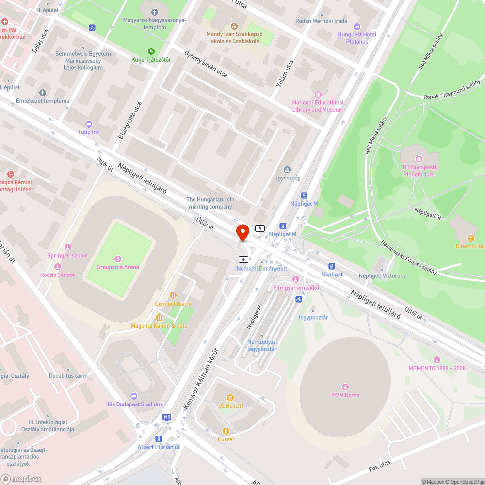 Oszlop, a beton talpával együtt a járdaszigeten bejelentés helye