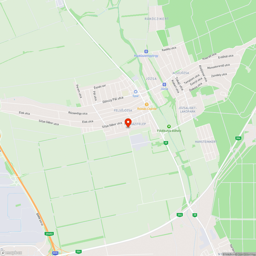 Úthiba bejelentés helye