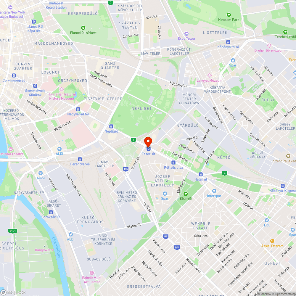 Járda fölé belógó ágak az Ecseri úti metróállomásnál bejelentés helye