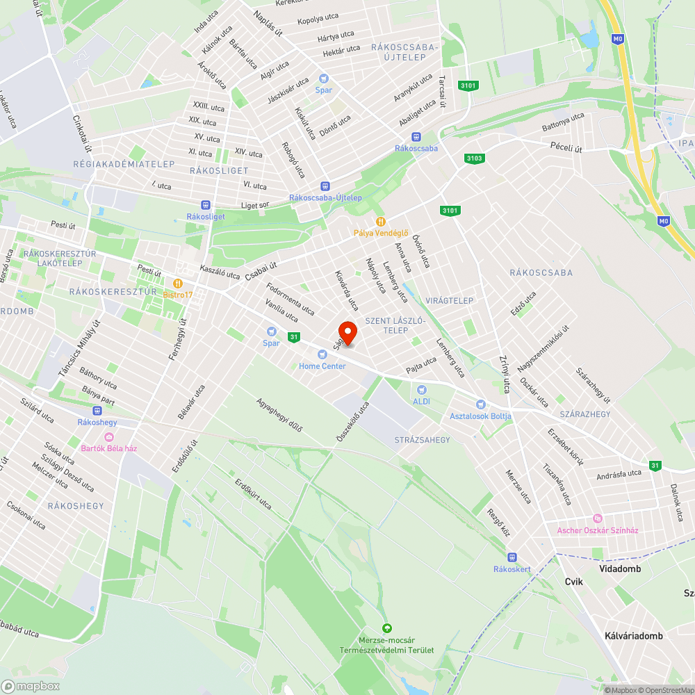 Kiégett utcai lámpa bejelentés helye