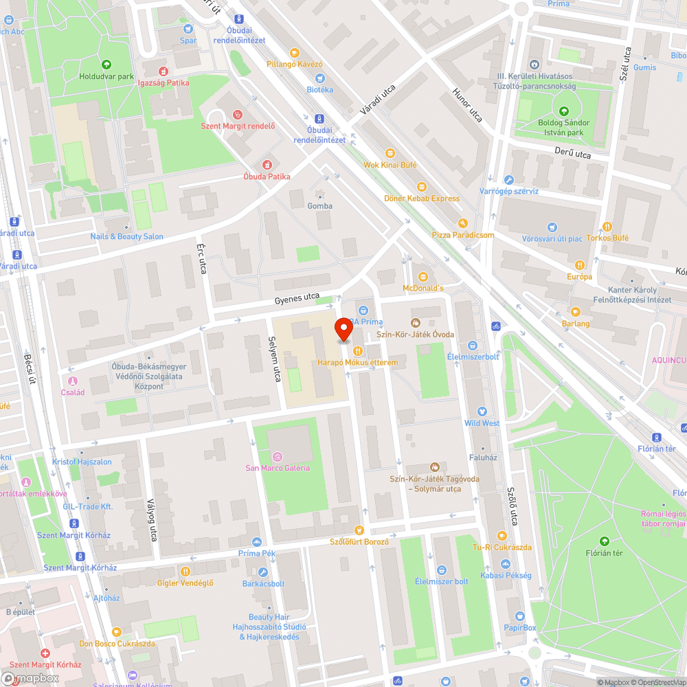 Zápor utcai fekvőrendőrök vs. kerékpárosok bejelentés helye