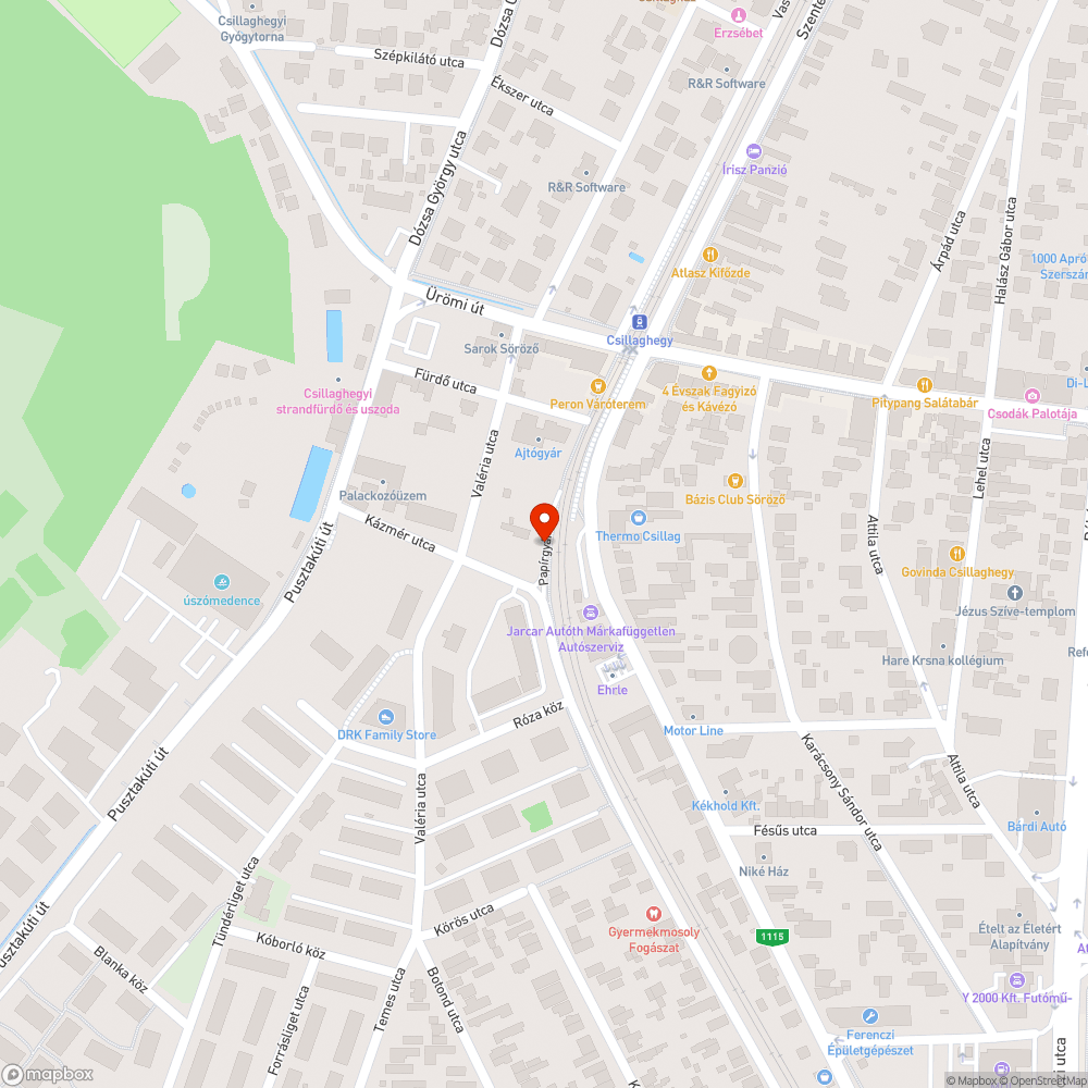 Papírgyár utca, közvilágítás hiánya bejelentés helye