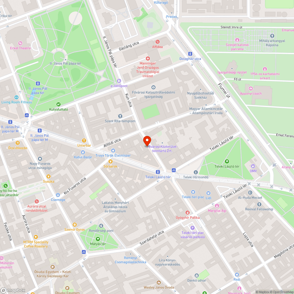 Kiégett lámpák a Kun utcában és a Pápa térnél bejelentés helye