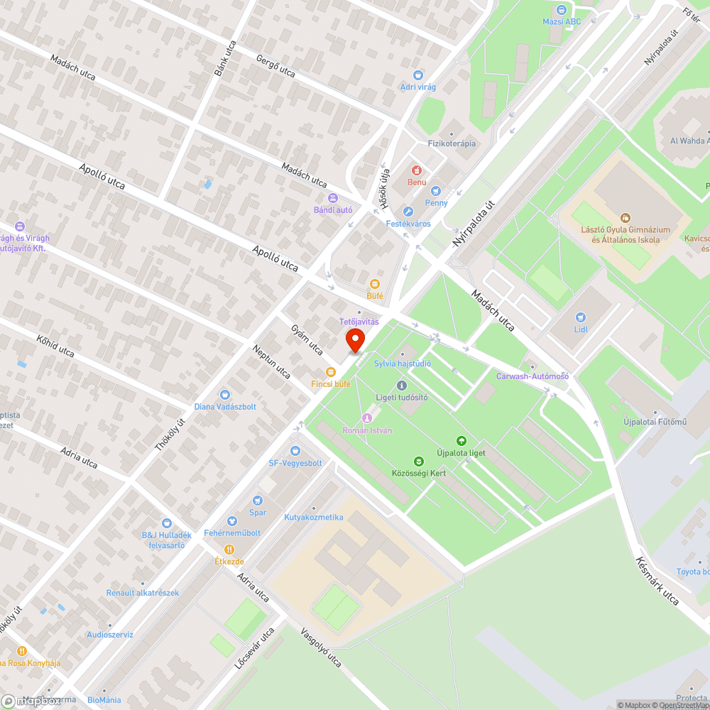 Autóbusz megállóban lévő kátyú bejelentés helye