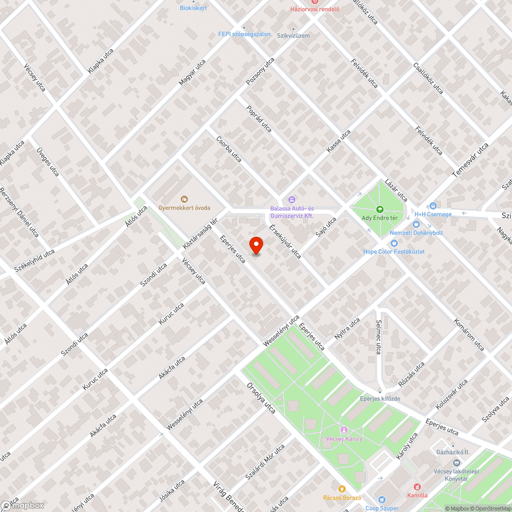 Kátyúk - Eperjes utca bejelentés helye