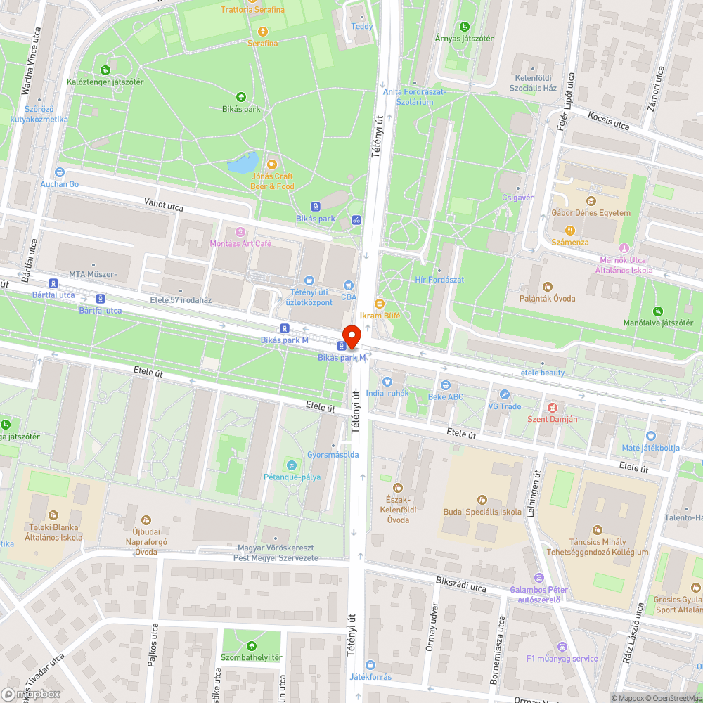 Üvegszilánk a Bikás park villamosmegállónál bejelentés helye