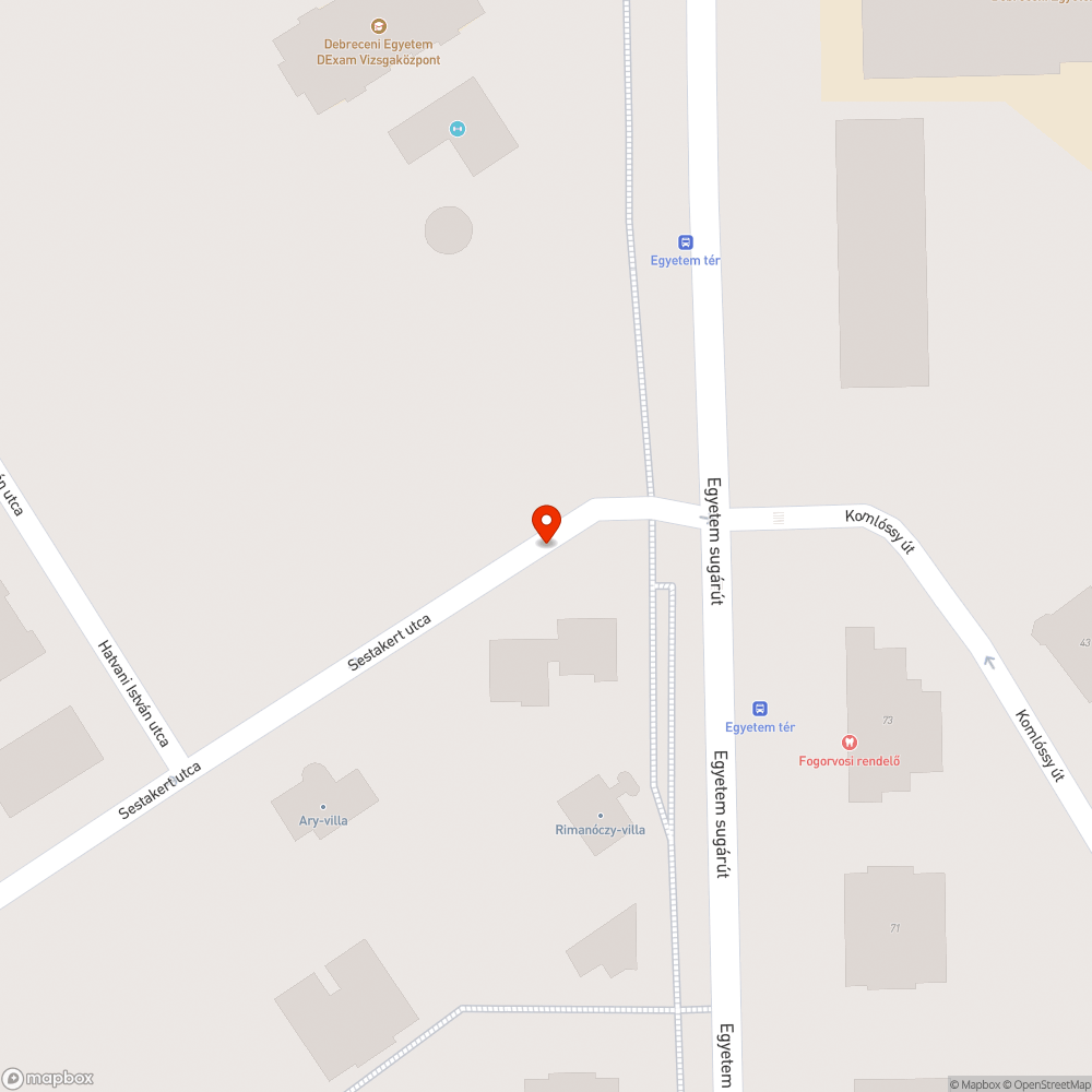 Világítás hiánya a Sestakert utcában bejelentés helye