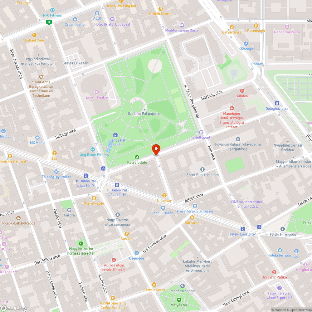 Pocsolyák a Pápa téren bejelentés helye