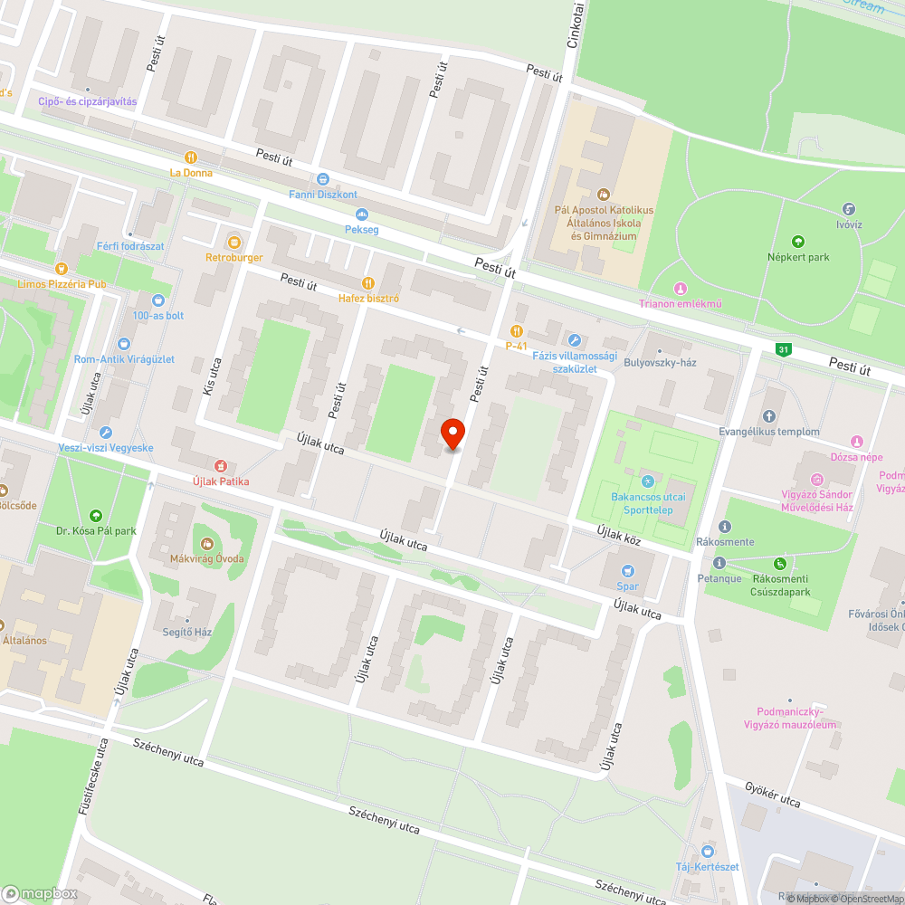 Kátyúk a Pesti út 83/A előtt bejelentés helye