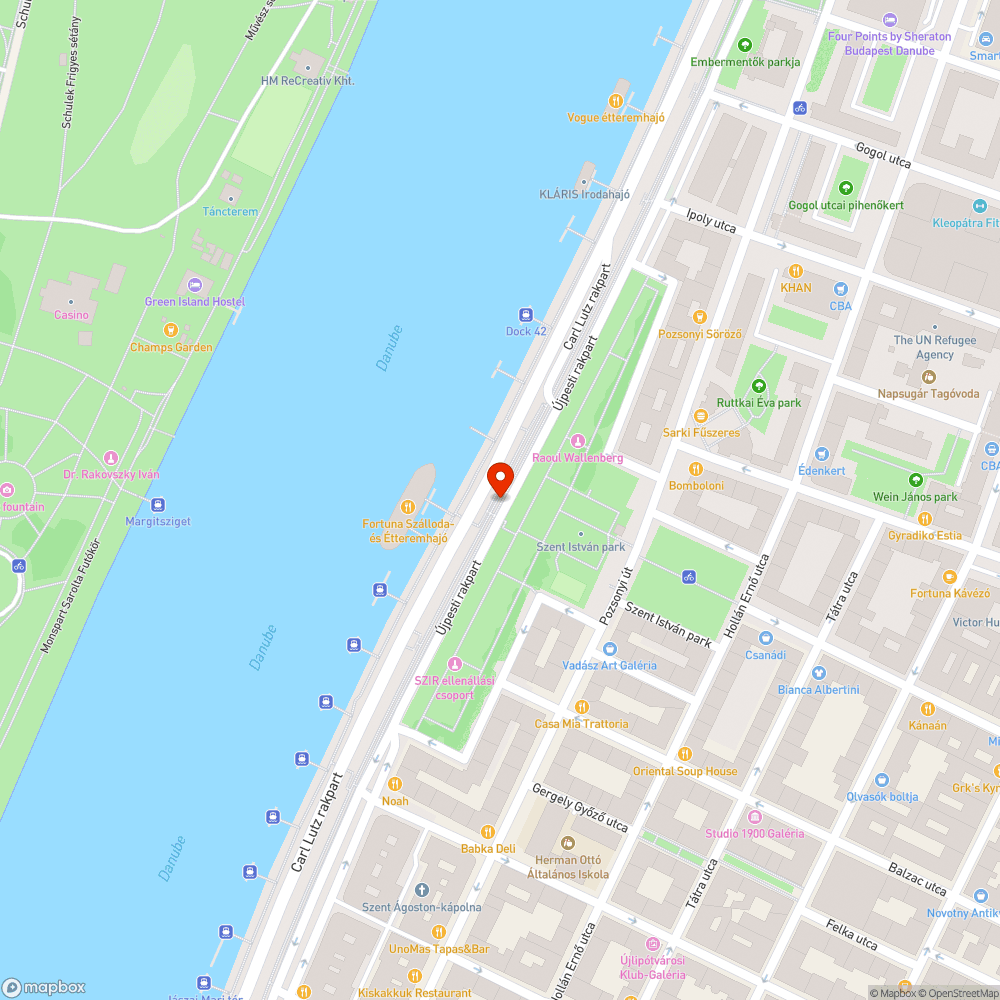 Fekvőrendőr a Szent István park előtti zebrán bejelentés helye