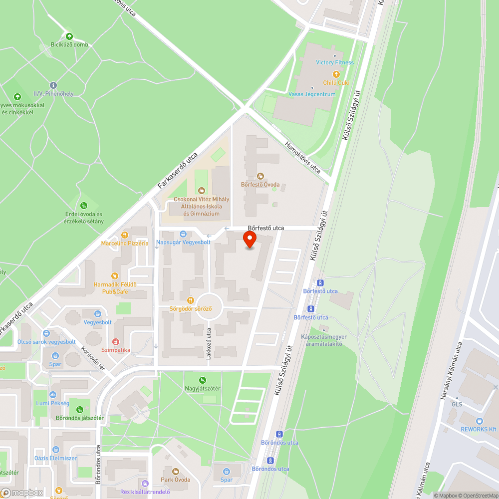 Törött pad bejelentés helye