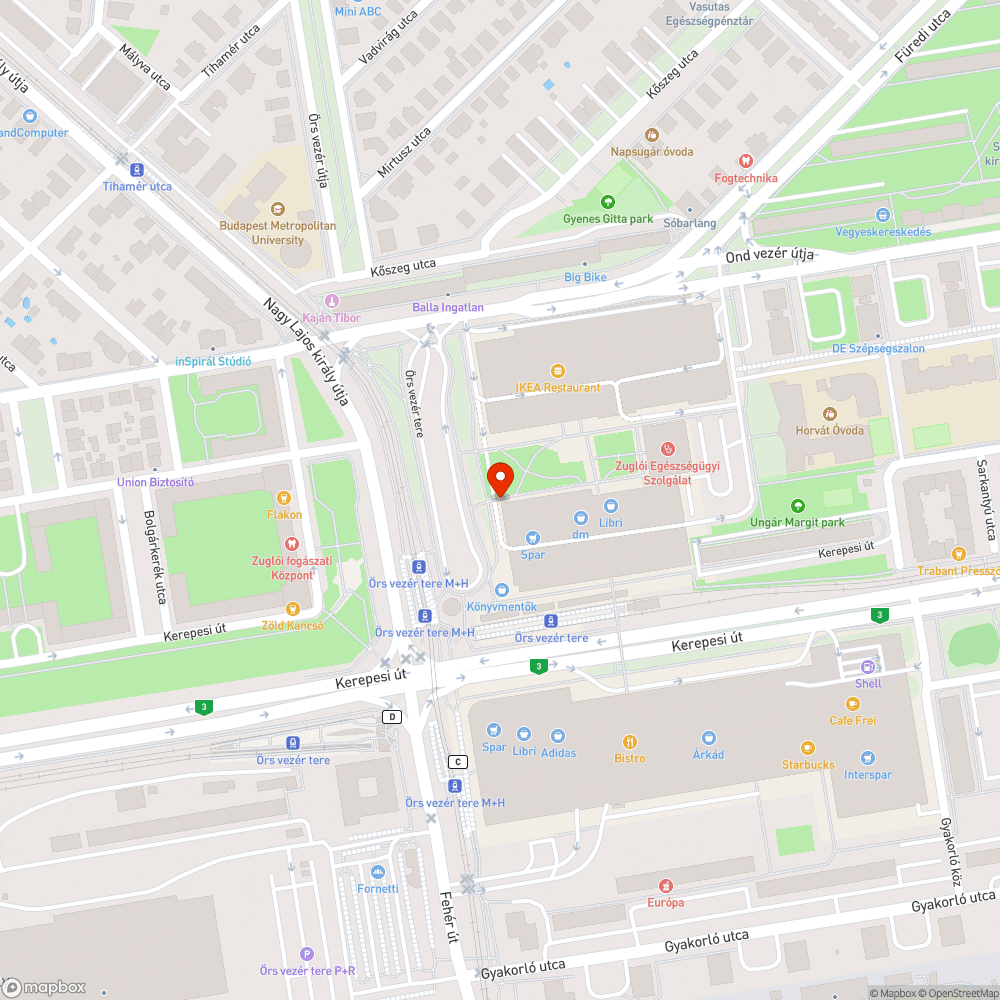 Derékszögű botladozó járdaszegély a Sugár sarkánál bejelentés helye