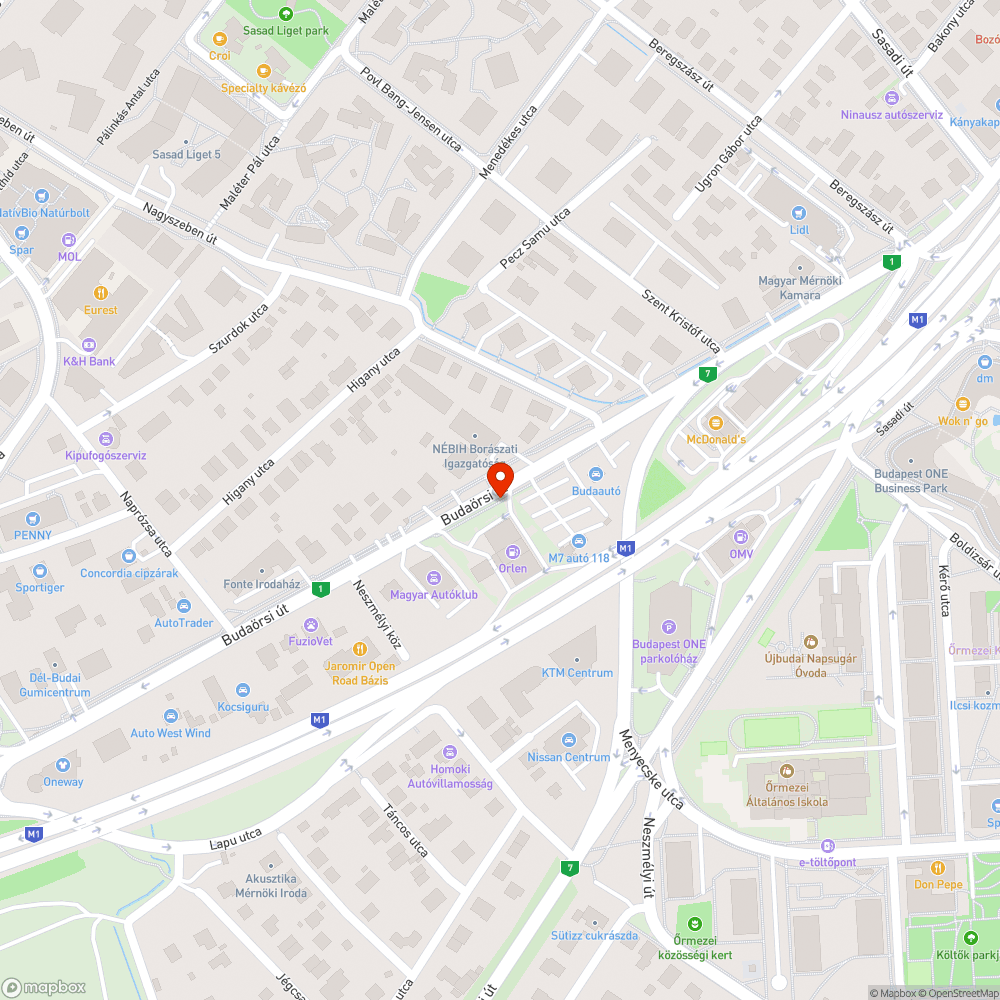 Budaörsi út 141. bokor a zebránál bejelentés helye