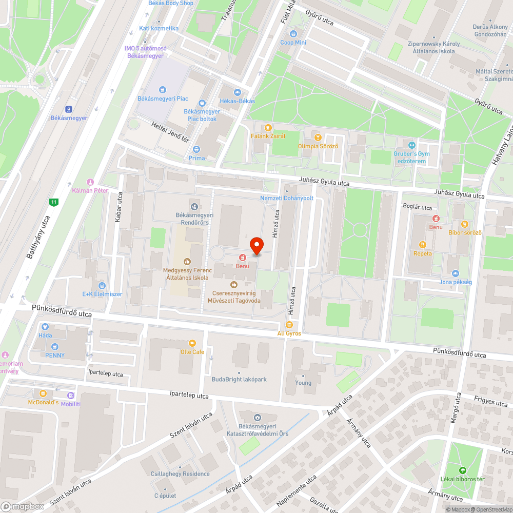 Leszakadt faág bejelentés helye