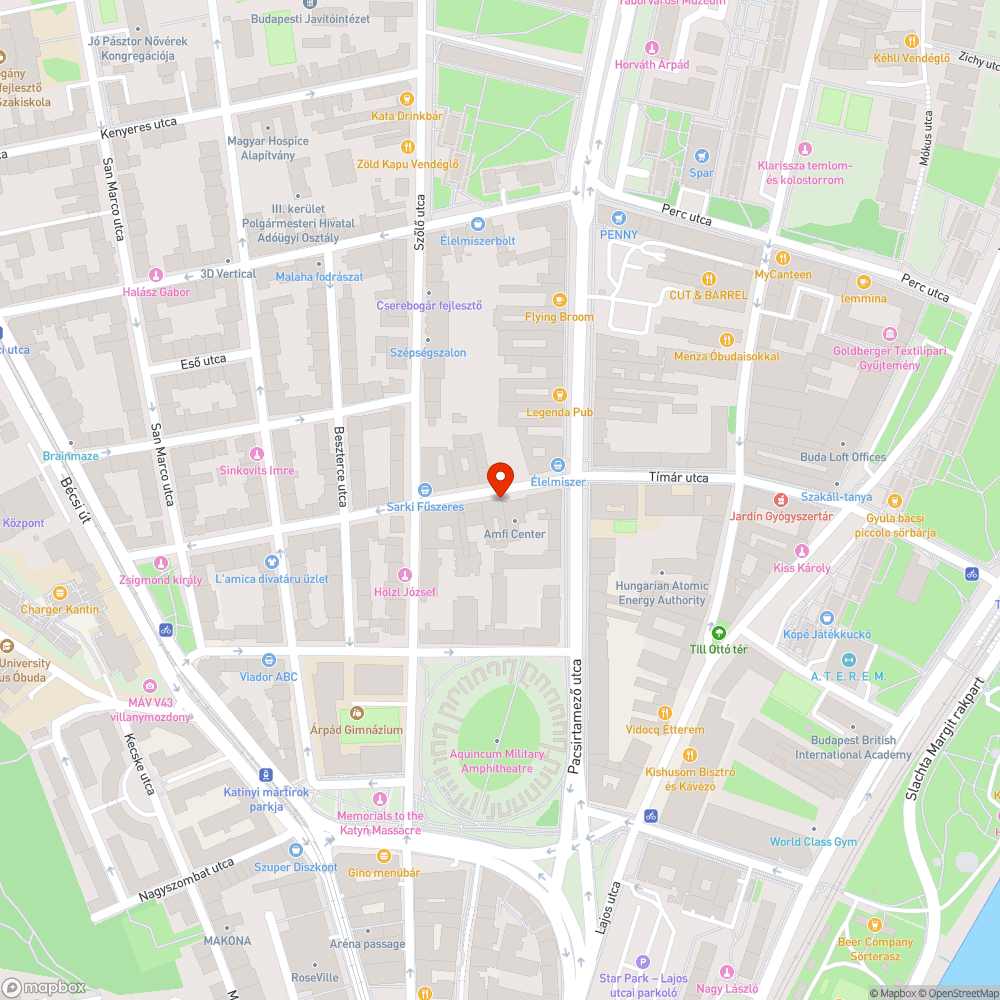 Tímár utca 22. kátyú bejelentés helye