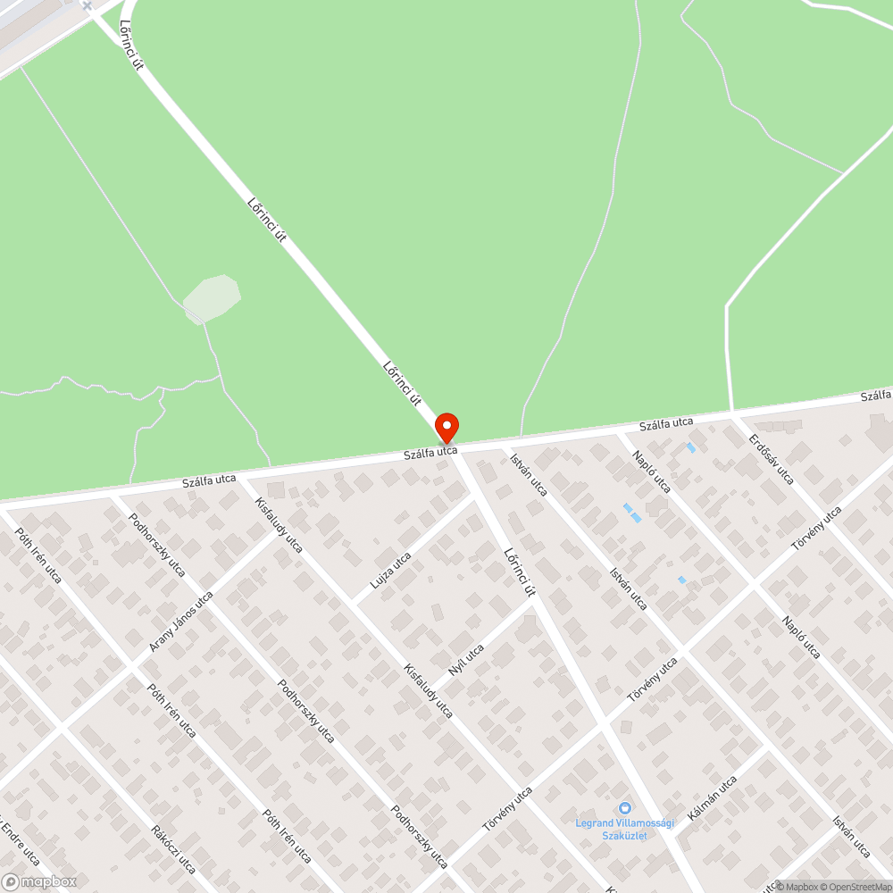 Szálfa utca - Lőrinci út kereszteződésében a kanyarban kátyú. bejelentés helye