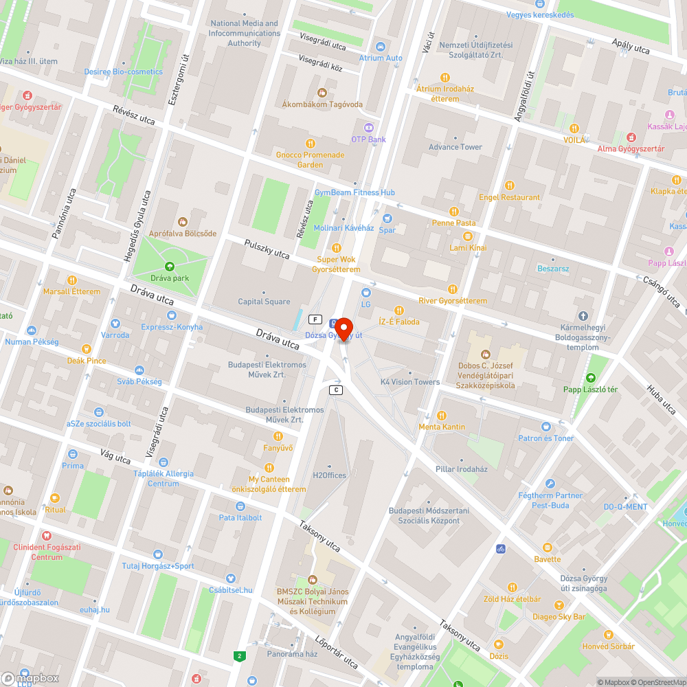 Dózsa György út (M) kartonlap és kosz bejelentés helye