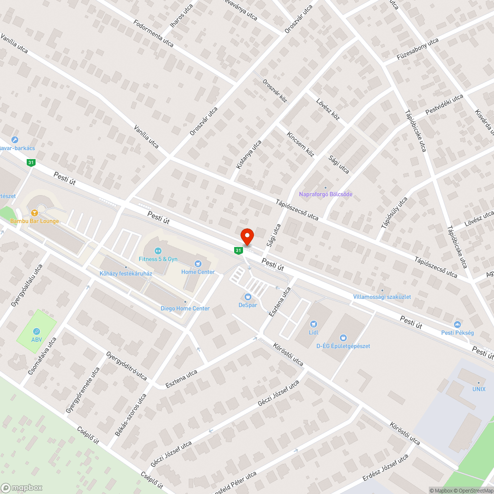 Zebra, kátyú bejelentés helye